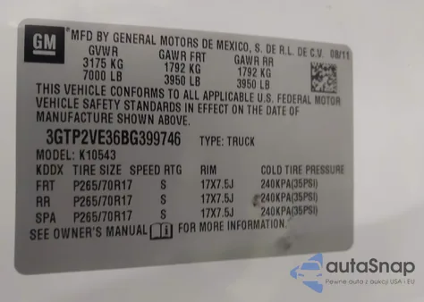 2011 GMC Sierra 1500 Sle from USA, damaged, VIN 3GTP2VE36BG399746